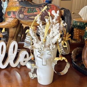 Hand Crafted Kitchen Tree Ornaments Set of 5 Embellished aluminumCookie Cutters